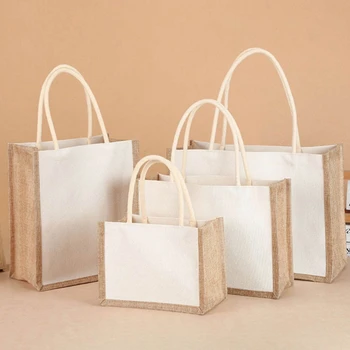 многоразовая джутовая сумка для покупок большой емкости для женщин мешковина продуктовая сумка эко сумка женская сумка для шоппера ткань сумка