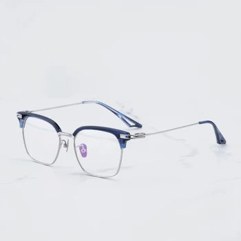  Дизайнерский бренд Квадратная оправа для очков для мужчин Сверх светло-голубые титановые очки ручной работы Лето 2023 Мужские оттенки