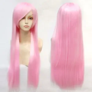 Женщины Длинный Розовый Прямой Партийный Костюм Парик с полными волосами