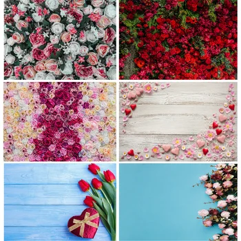 SHENGYONGBAO Виниловые пользовательские фоны для фотографии ко Дню святого Валентина Деревянные фоны для цветочной вечеринки Фон для дня рождения QMH-01