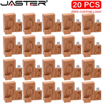 JASTER 20 шт./лот Флэш-накопители USB 2.0 128 ГБ бесплатно LOGO 64 ГБ деревянный флеш-накопитель с коробкой 32 ГБ 16 ГБ Memory Stick Бизнес-подарочный U-диск