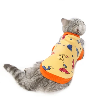  Зимняя одежда для кошек Толстовка с принтом для маленьких собак Кошки Рубашка Пальто Жилет для домашних животных