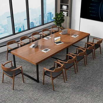Большой стол для совещаний, деревянный офисный стол, длинный стол, рабочий стол в стиле чердак, компьютерный стол, современные и минималистичные переговоры