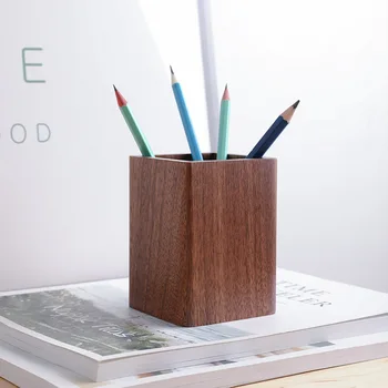 Новый держатель ручки из орехового дерева, настольный письменный канцелярский органайзер, деревянный косметический ящик для хранения, школьные принадлежности, подарок