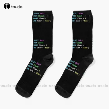 Новый забавный дизайн SQL для sql-программистов, дба и администраторов db Носки Мужские черные носки Персонализированные пользовательские носки для взрослых унисекс