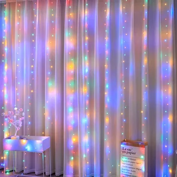 LED tring Light Fairy Garland Curtain Light USB Festoon Новогодняя лампа Рождественский декор Свет для дома Рамадан Декоративный