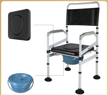 Сиденье для душа Скамейка Регулируемый стул для ванны Многоцелевой табурет для унитаза Принадлежности для инвалидов Портативные туалетные стулья с мягкой подушкой
