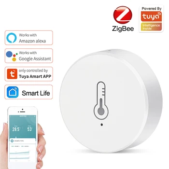 ZigBee Smart Tuya Smart Датчик температуры и влажности Безопасность с питанием от батареи с приложением Tuya Smart Life с Alexa Google Home