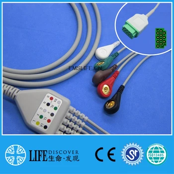 Цельный кабель ЭКГ с 5 отведениями, совместимый с мониторами пациента GE DASH, SOLAR, PRO