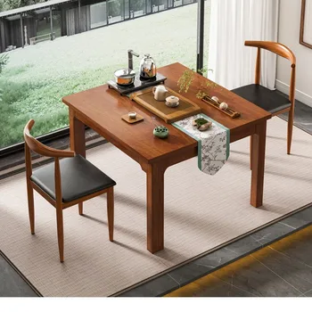 Небольшой небольшой чайный столик и стул в сочетании с маленьким чайным столиком Чайный сервиз со встроенными ножками из массива дерева