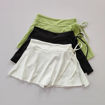 Спортивная юбка для йоги Бадминтон Теннисная юбка Брюки Быстросохнущая юбка с карманом для половины тела Боковой юбка с раздельным ремешком Брюки для верхней одежды