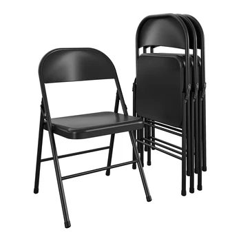 A608ZXW Стальной складной стул (4 шт.), Черная мебель Акцентный стул Современный обеденный стол Обеденный стул Открытый стул и стол