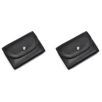 2X PU кожа кошелек для монет мини большой емкости для монет сумка голова слой воловьей кожи многофункциональная сумка для визитных карточек черный