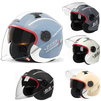 2023 Солнцезащитный шлем с двойным объективом для взрослого мотоцикла Всесезонный универсальный полушлем Скутер Защитный шлем Capacete Moto