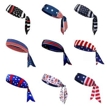 Американская звезда и полосы Печатные флаги Бандана Повязка для волос Повседневный тюрбан Банты для волос