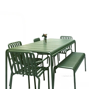 Современный минималистичный двор для отдыха Уличные столы и стулья Кованый цвет Набор столов и стульев на открытом воздухе Комбинация B