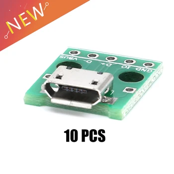 10 шт. Адаптер Micro USB на DIP 5-контактный гнездовой разъем Модуль платы Панель с внутренней резьбой 5-контактная пин-плата B Тип печатная плата 2,54 ММ