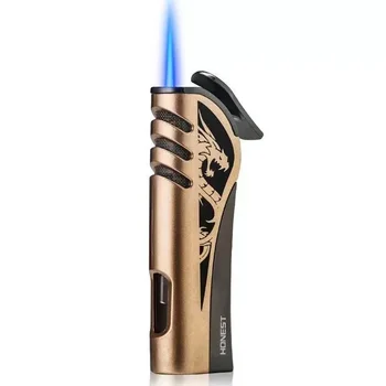 Прямая синяя полоса пламени Факел Jet Dragon Зажигалка Ветрозащитный Газ Металлический Надувной Бутан Сигарета Зажигалка Прикуриватель Мужской Гаджет